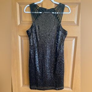 NWT She + Sky black sequined mini dress, completely lined, Sz. Medium.